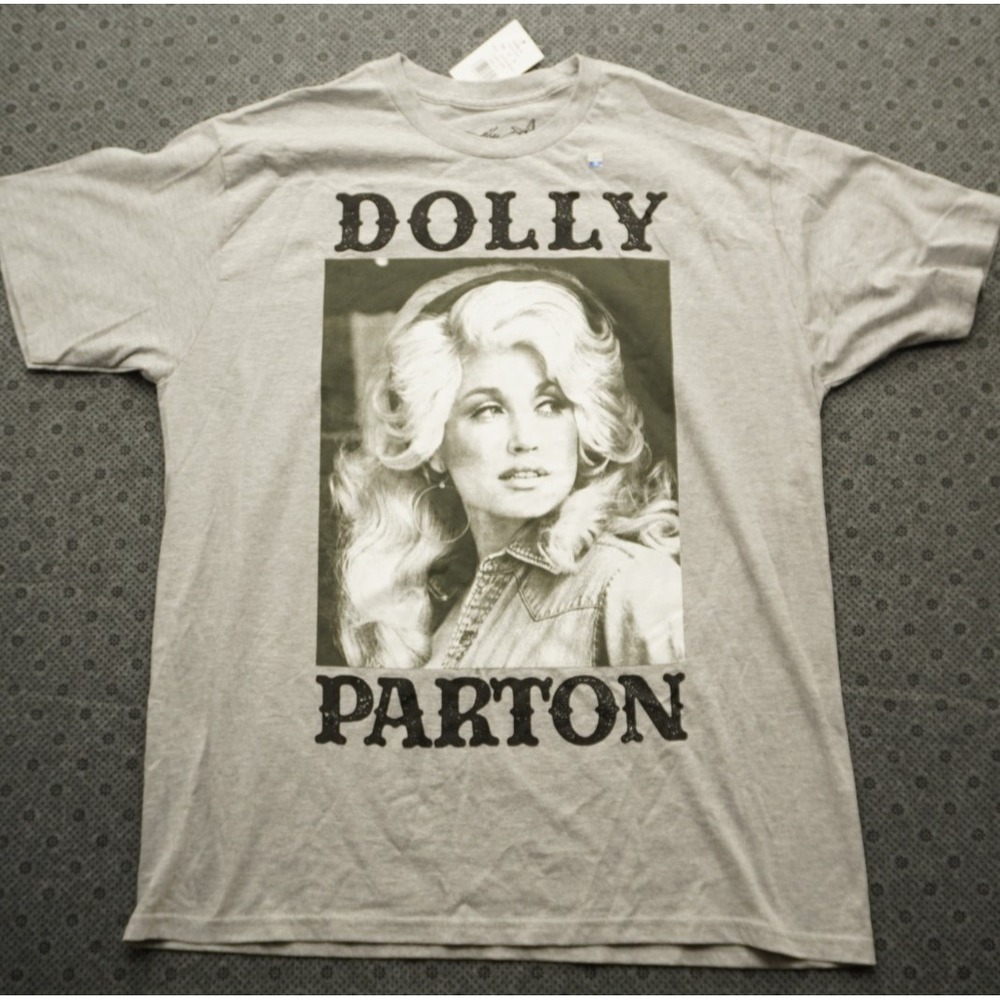 Dolly Parton Graphic T-Shirt Mens XL Heather Gray Denim Jacket Portrait Country